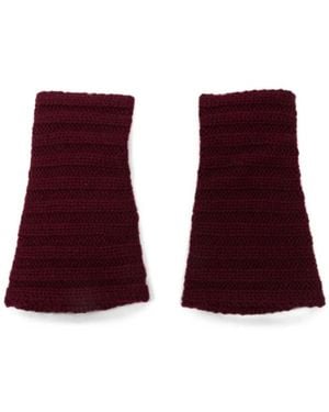 Lisa Yang Ribbed-Knit Fingerless Gloves - Purple