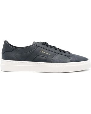 Santoni Grained Leather Trainers - Blue