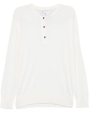 Seven Gauge Buttoned Long-Sleeve Cardigan - White