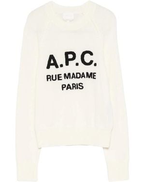 A.P.C. A. P.C. Alissa Logo-Print Raglan-Sleeve Jumper - White