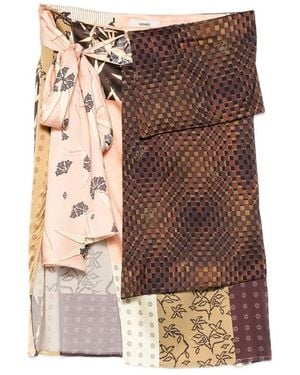 Siedres Zoe Floral-Detail Midi Skirt - Brown