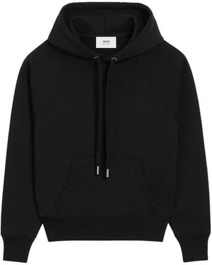 Ami Paris Ami De Coeur Cotton Hoodie - Black