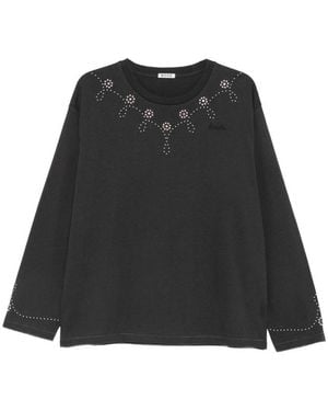 Bode Stud-Embellished Long-Sleeve T-Shirt - Black