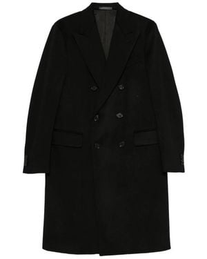 Caruso Double-Breasted Peaked-Lapel Coat - Black