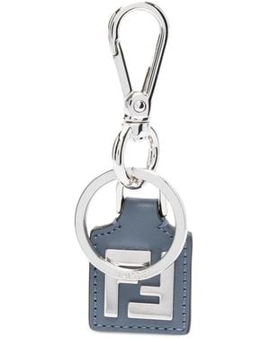 Fendi Ff Squared Leather Keyring - Blue