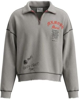 Paly Hollywood Graphic-Print Quarter-Zip Sweatshirt - Grey