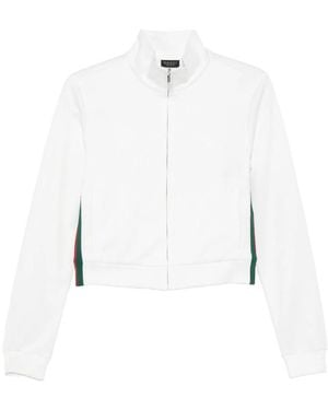 Gucci Web-Stripe Zip-Up Cardigan - White