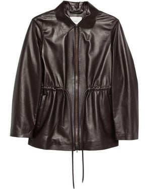 JOSEPH Drawstring Leather Jacket - Brown
