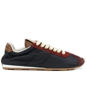 Miu Miu Plume Suede-Trim Panelled Trainers - Blue