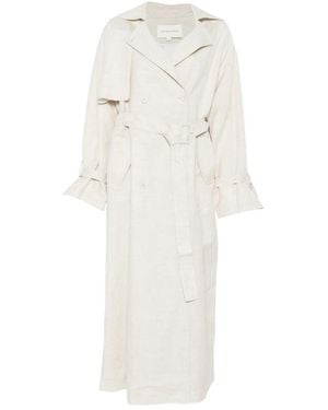 Viktoria Chan Double-Breasted Belted Trench Coat - White