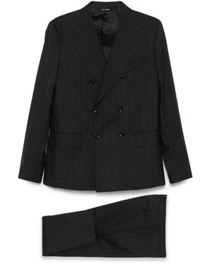Reveres 1949 Pinstripe Double-Breasted Suit - Black