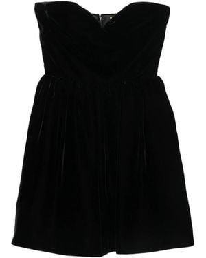 Saint Laurent Strapless Velvet Dress - Black