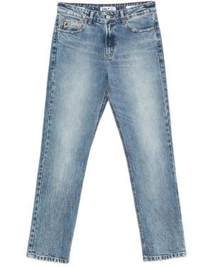 Lois Washed Straight-Leg Denim Jeans - Blue
