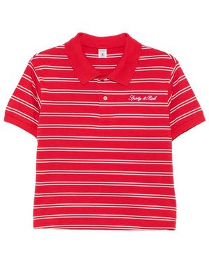Sporty & Rich Striped Logo-Embroidered Cotton Polo Shirt