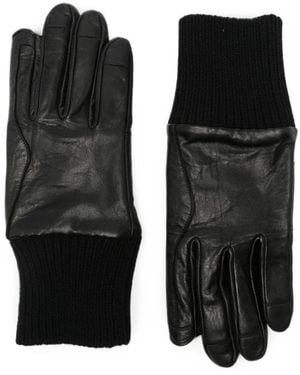 Rick Owens Ribbed-Cuff Leather Gloves - Black