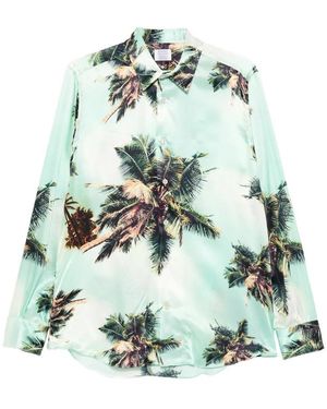 Mazzarelli Palm-Print Shirt - Green