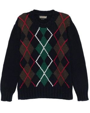 Baracuta Tartan Roundneck Jumper - Blue