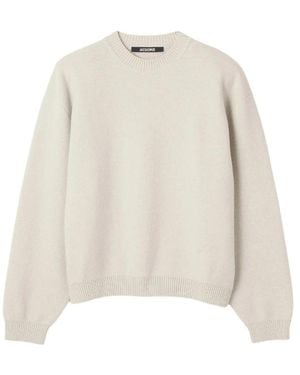 Jacquemus Crew-Neck Ribbed-Trim Sweater - Natural