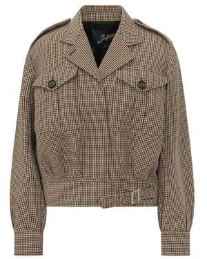 The Seafarer Houndstooth-Pattern Belted Jacket - Brown