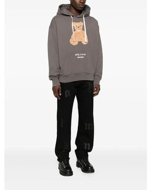 Palm Angels Bear-Print Hoodie - Gray