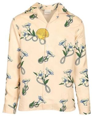 Drole de Monsieur Floral Seashell Silk Shirt - Natural