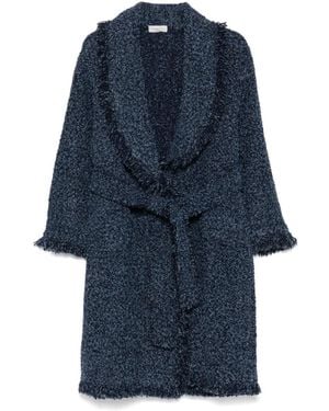 Charlott Fringed Bouclé Coat - Blue
