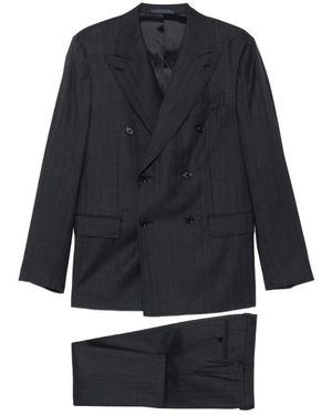 Caruso Pinstripe Double-Breasted Suit - Blue