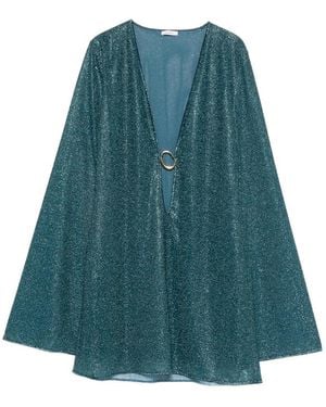 Oséree Lumière V-Neck Ring Mini Dress - Blue