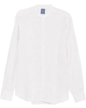 Barba Napoli Striped Collarless Shirt - White