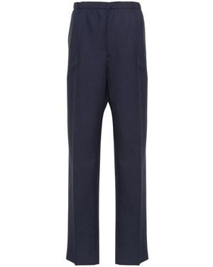 Fendi Virgin-Wool Straight-Leg Trousers - Blue