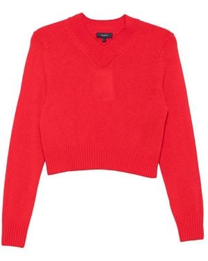 Soeur Jonas Ribbed-Knit V-Neck Sweater - Red