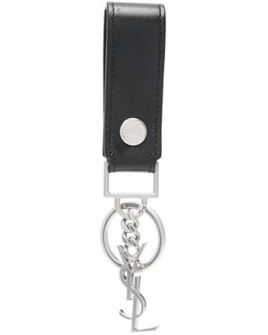 Saint Laurent Monogram Leather Keyring - Black