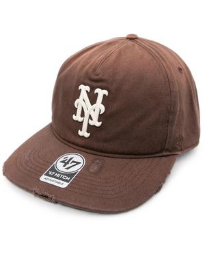 Represent Distressed Embroidered-Logo Cap - Brown