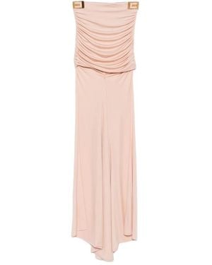 Elisabetta Franchi Ruched Logo-Plaque Asymmetric Skirt - Pink