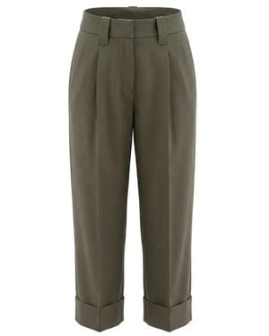 Brunello Cucinelli Pleated-Detail Turn-Up Pants - Green
