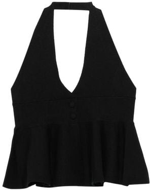GIMAGUAS Sia Halterneck Peplum Top - Black