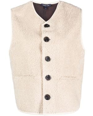 Soeur V-Neck Faux-Shearling Vest - Natural