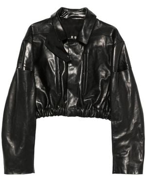 Rick Owens Mac Cropped Leather Jacket - Black