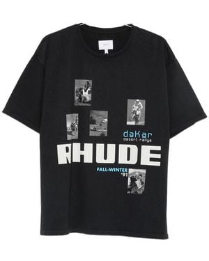 Rhude Logo-Print Graphic-Print T-Shirt - Black