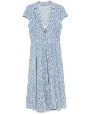 Ermanno Scervino Floral Midi Dress - Blue
