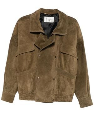 Saint Laurent Suede Double-Breasted Jacket - Green