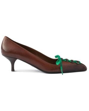 Prada Antiqued Leather Pumps - Brown