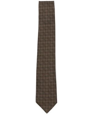 Ferragamo Geometric-Pattern Tie - Brown