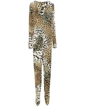 Roberto Cavalli Leopard-Print Playsuit - Metallic