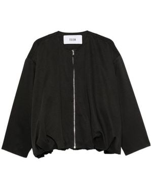 ELEH Collarless Zip-Up Jacket - Black