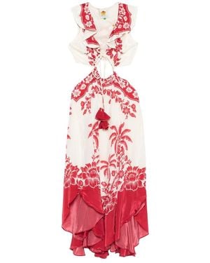 FARM Rio Guanacaste Sand Cut Out Sleeveless Midi Dress - Red