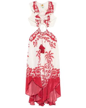 FARM Rio Guanacaste Sand Cut Out Sleeveless Midi Dress - Red