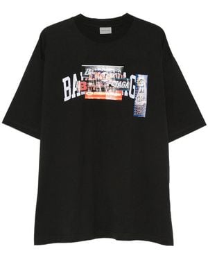 Balenciaga Graphic-Print Oversized-Fit T-Shirt - Black