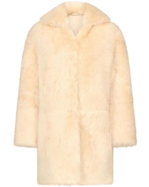 Loulou de Saison Ruben Spread-Collar Lamb-Fur Coat - Natural