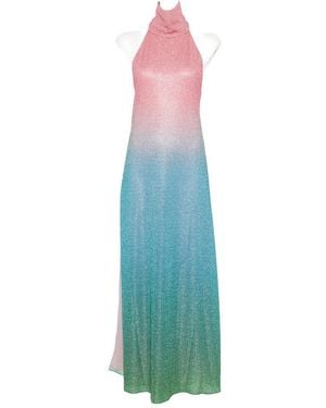 Oséree Lumière Candy Gradient-Effect Maxi Dress - Blue